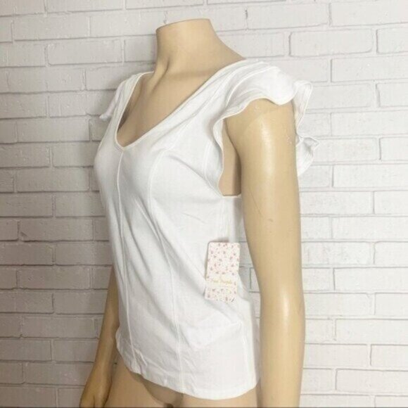 Free People “Fleur” Ruffle-Strap Tank • Romantic Boho White Poplin • Size L - Picture 5 of 14